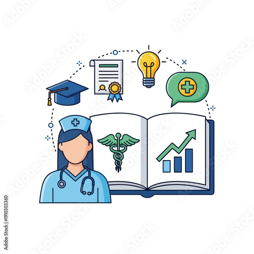 Wallpaper Mural Nurse healthcare education career growth flat illustration Torontodigital.ca