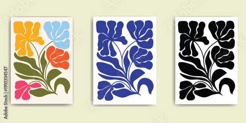 
Abstract Floral Botanical Posters Set vector