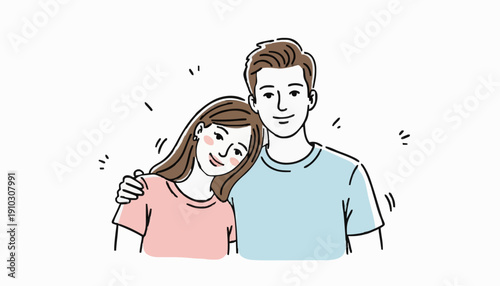 Happy Couple Hugging for Love and Relationship Concept Illustration
