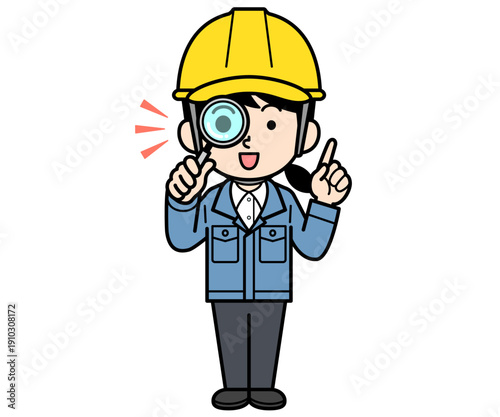 発見する現場監督の女性