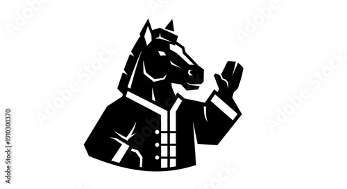 Black and white knight chess piece illustration 1.
