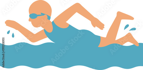 Swimming Flat color Vector. Water Sports Illustration icon