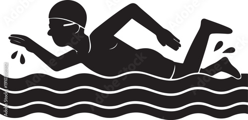 Swimming Flat silhouette Vector. Water Sports Illustration