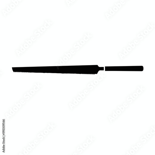 black and white vector of a traditional Japanese saw with double-edged blades (coarse and fine teeth) and a long straight handle. Perfect for fine woodworking, craftmanship, and Asian tool collection 