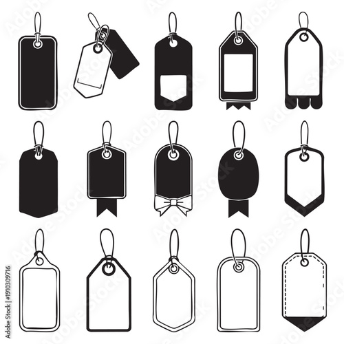Assorted price tags and labels in vector design illustration