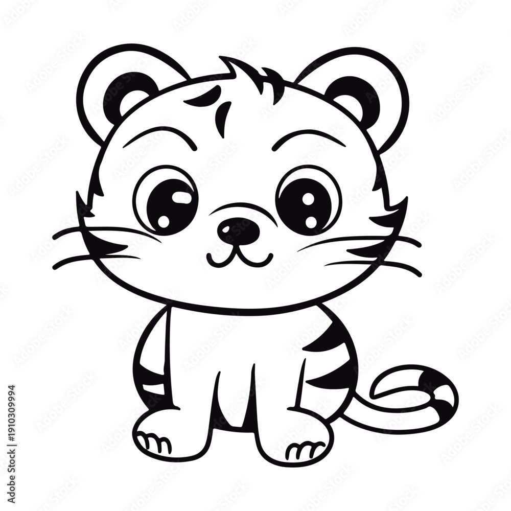 Fototapeta premium outlined Tiger coloring page illustration.