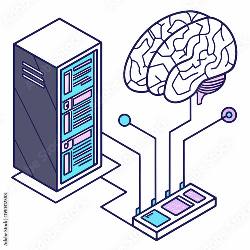 Conceptual visualization of a brain-computer interface (BCI), linking human thought to digital technology and devices