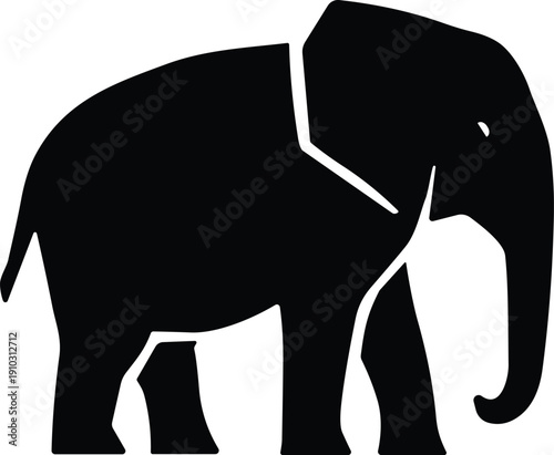 Quadro su tela Black elephant silhouette optical illusion illustration with paradoxical legs, s