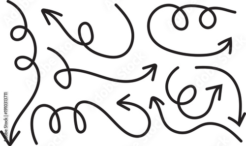 Hand drawn abstract arrows and swirls illustration