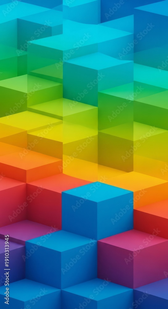 Fototapeta premium Colorful 3D Cubes Background. Concept featuring 3d, cubes, colorful, abstract, gradient.