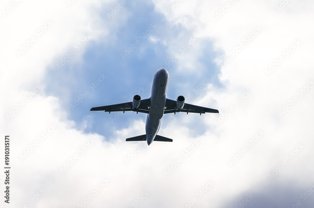 Fototapeta premium Airplane in the sky. Air travel. 