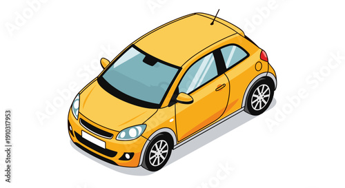 Yellow Car Illustration Vehicle Graphic Design.