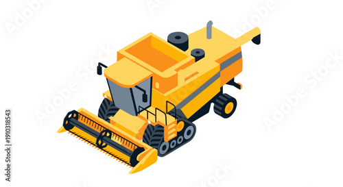 Yellow Combine Harvester Agricultural Machine.