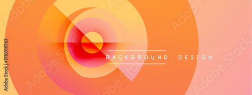 Abstract orange background. Concentric circles create dynamic visual effect. Text reads background design. Warm color palette dominates composition.