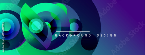 Abstract vibrant design. Overlapping circles create dynamic gradient effect. Modern background suitable for banners, presentations.