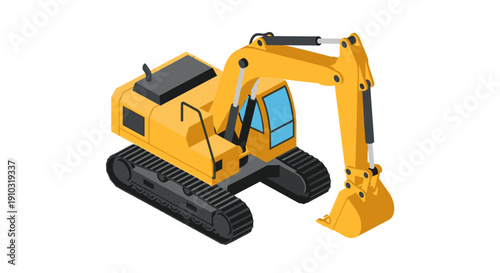 Yellow Excavator Machine Heavy Equipment.