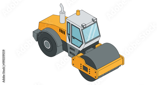 Yellow Road Roller Heavy Machinery Equipment.