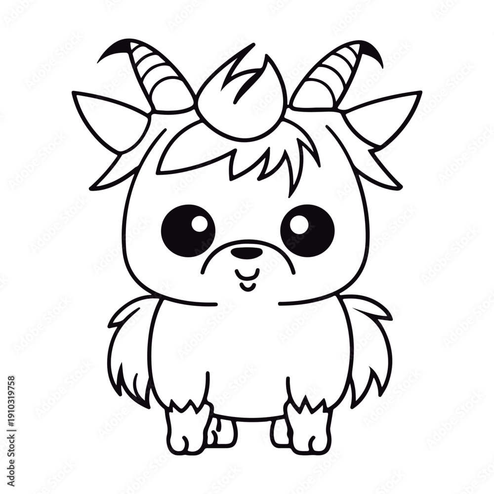 Fototapeta premium Coloring book for children Yak Black and white vector illustration.