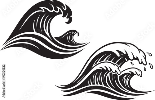 Ocean wave vector bundle featuring dynamic sea water splash designs