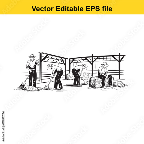  three men working together in a stone quarry