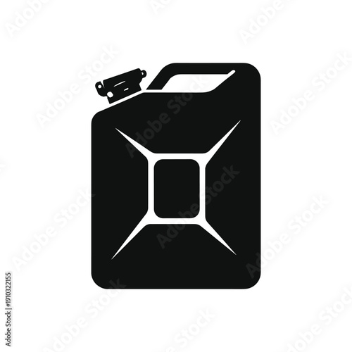 Black plastic jerrycan with handle and cap