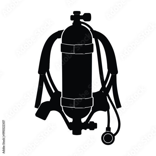 Black silhouette of scuba diving air tank