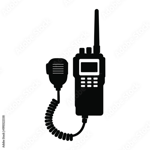 Handheld radio communicator with microphone silhouette