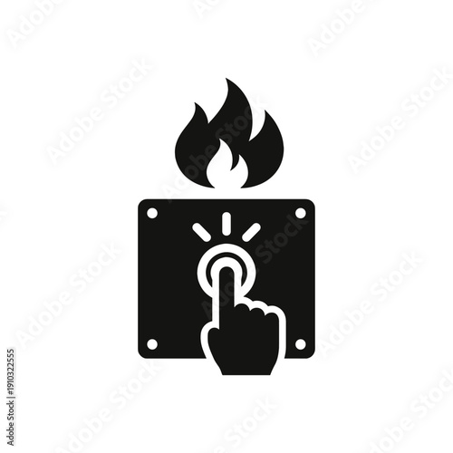 Hand pressing fire alarm button icon