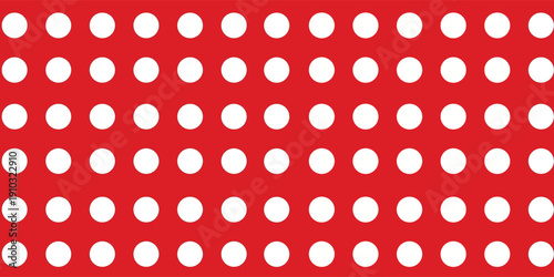 Vintage polka dots white and red pattern, colorful background - vector abstract background