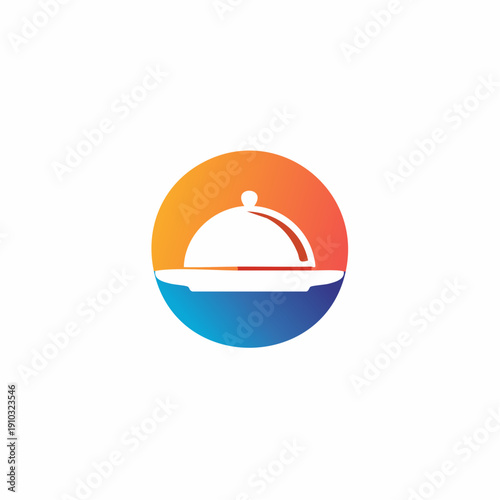 Food platter logo with a dome lid, suitable for restaurants, catering, and culinary businesses
