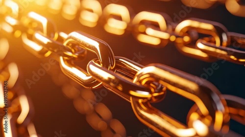 Wallpaper Mural Close-up of interlocking gold chain links with warm glow and shallow depth of field Torontodigital.ca
