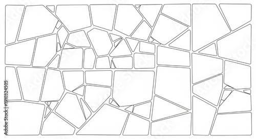 Abstract Mosaic Broken Tiles Vector Pattern, Line Art Interior Texture Background for Architecture and Landscape CAD Design