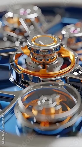 Intricate close-up of a spinning rotor within a luxury mechanical watch movement