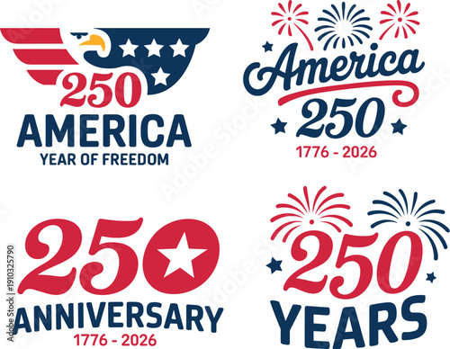 America 250 anniversary illustration, patriotic celebration artwork, commemorative design vector, US independence composition, national pride symbol, milestone concept