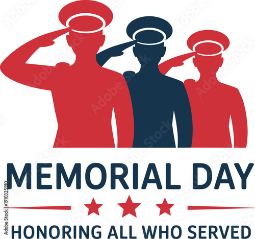 Memorial Day soldier silhouette illustration, patriotic remembrance artwork, military tribute design, US honor vector composition, national pride symbol, commemorative concept