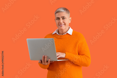 Female programmer working w...