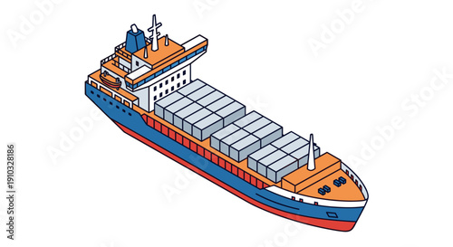 Container Ship Vessel Cargo Transportation Boat.