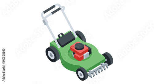 Electric Lawn Mower with Red Motor.