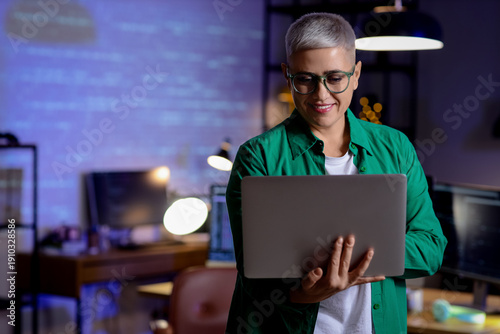 Female programmer working w...