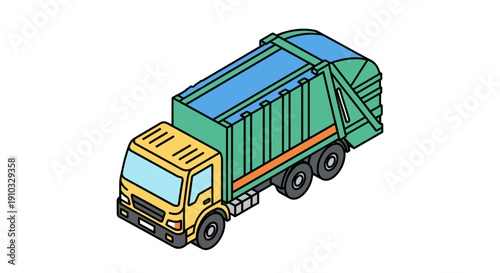 Garbage Truck Vector Illustration 1.