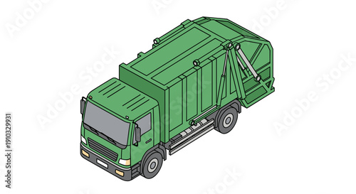 Green Waste Management Truck Illustration.