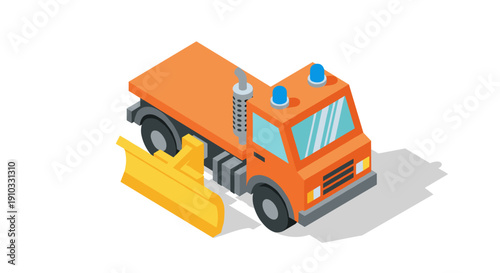 Orange Snowplow Truck with Yellow Plow.