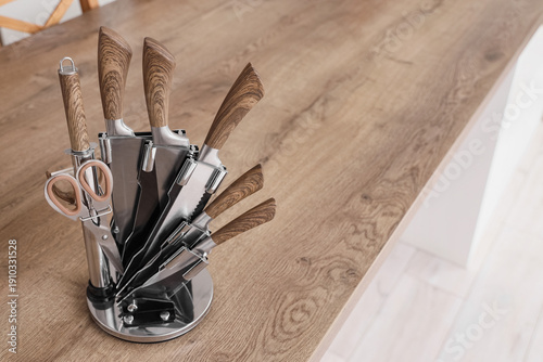 Set of knives on table in k...