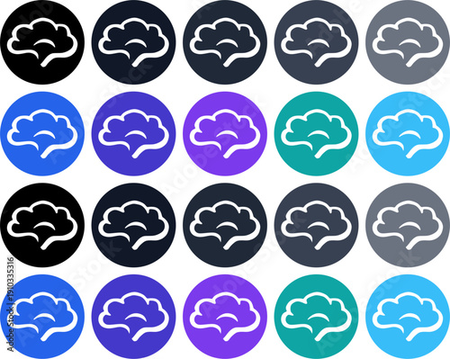 Brain Icon in Circular UI Button Style