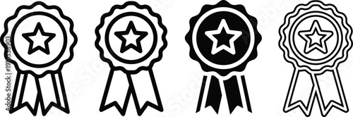 Black and white star rosette ribbons