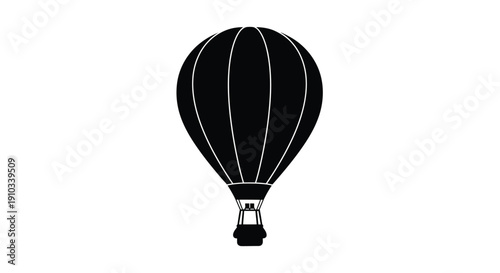 Simple black and white illustration of a hot air balloon