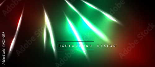 Abstract neon lights create dynamic gradient effect. Vivid colors blend, forming futuristic backdrop. Design features sharp lines, glowing intensity.