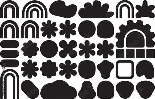 Abstract Forms in Monochrome: A captivating array of abstract shapes and geometric forms, meticulously arranged in a monochromatic scheme, offering a modern and minimalist design aesthetic.