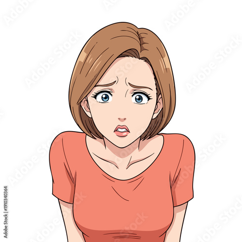 Young Woman Expressing Concern and Worry with Wide Eyes.