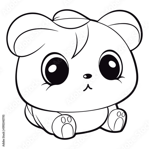 Coloring book for children baby Hedgehog kawai vector illustration isolated on a white background.